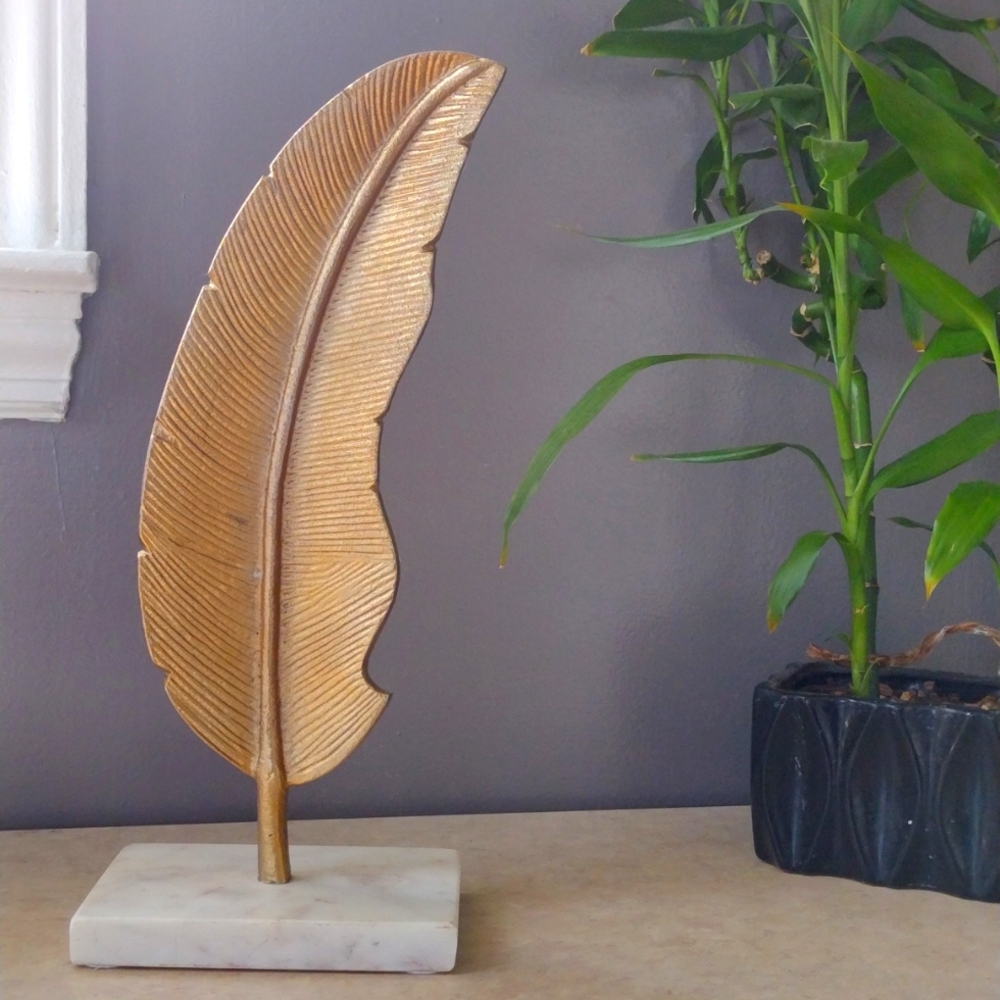 Gold Leaf with marble stone base